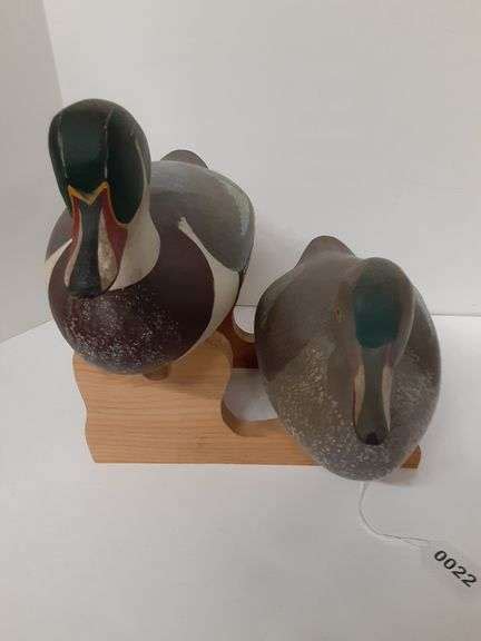 2 Signed Carved Captain Harry Jobes Duck Decoys Delaware Auction