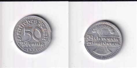 Deutsches Reich Weimarer Republik 50 Pfennig 1921 Mz G Aluminium Ss