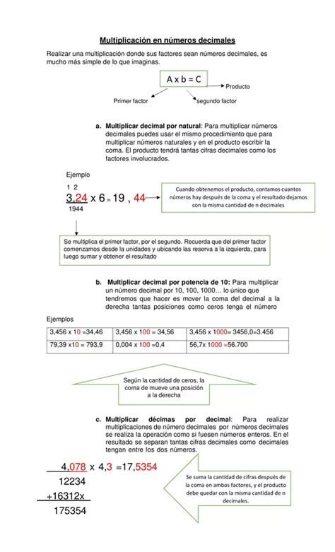 Guía Números Decimales Y Multiplicación De Números Decimales Profe Social