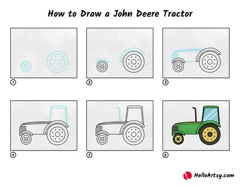 How To Draw A John Deere Tractor Helloartsy