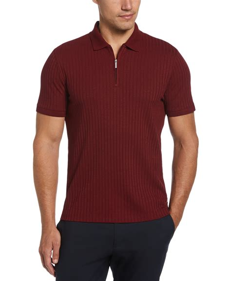 Quarter Zip Ribbed Polo Perry Ellis