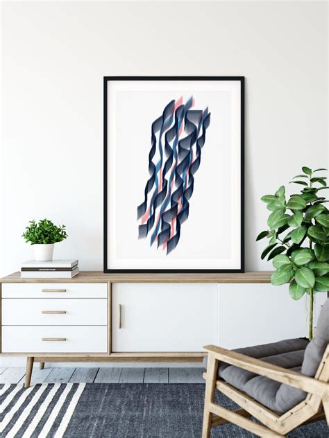 3d Effect Art Abstract Printable Wall Art Blue Abstract Etsy