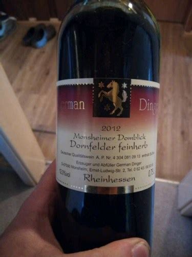 Weinhof German Dinger Monsheimer Domblick Dornfelder Feinherb Vivino Us