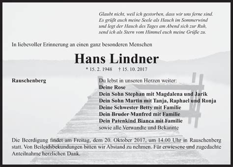 Traueranzeigen Von Hans Lindner Trauer Flz De