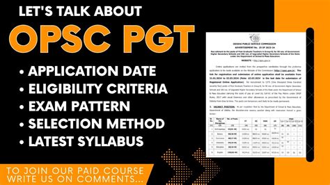 Opsc Pgt Application Date Eligibility Exam Pattern Selection