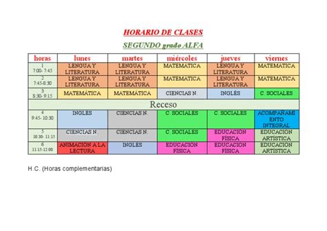 Horario De Clases Pdf