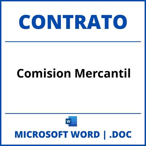 Contrato De Comision Mercantil En Word