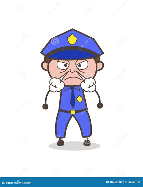 Aggressive Inspector Face with Steaming Nose Stock Illustration