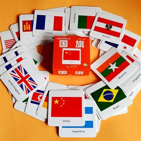 【CW】 44 Pcs/Set Baby Enlightenment Cognitive Card Flag FlashCard English Adult Kids Educational ...