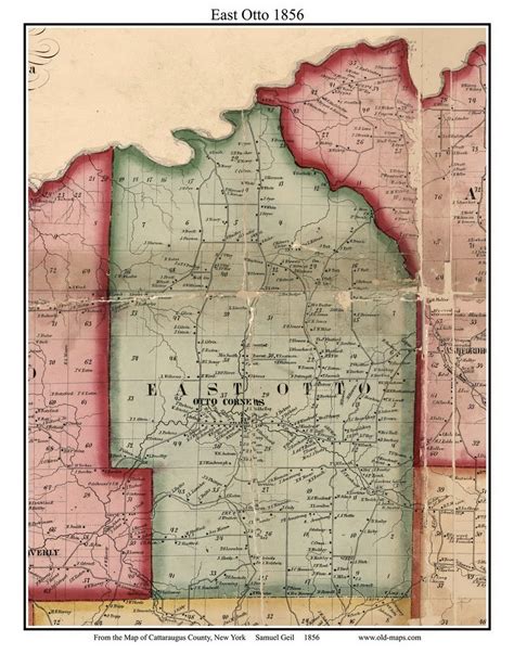 East Otto New York 1856 Map Homeowners Names Cattaraugus Co Genealogy Reprint Ny Tm Etsy Ireland