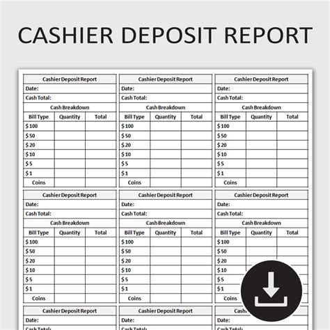 Printable Cashier Deposit Report Daily Cash Log Cashier S Inspire