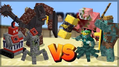 Minecraft Golemania Vs Fanon Mutant Entities Batalha De Mobs Youtube