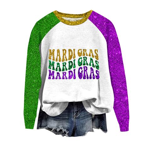 Tqwqt Mardi Gras Sweatshirt For Women Carnival Party Mask Graphic