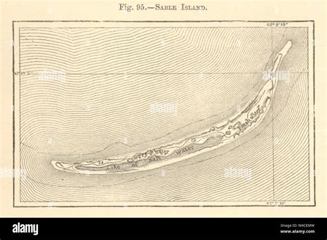 Sable Island. Nova Scotia. île de Sable. SMALL sketch map 1886 old antique Stock Photo - Alamy