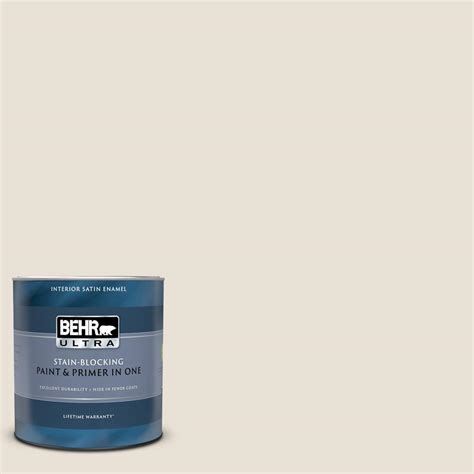 Behr Ultra 1 Qt 73 Off White Satin Enamel Interior Paint And Primer