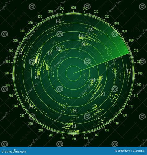 Ship Radar Screen Military And Navy Sonar Display Stock Illustration Illustration Of Monitor