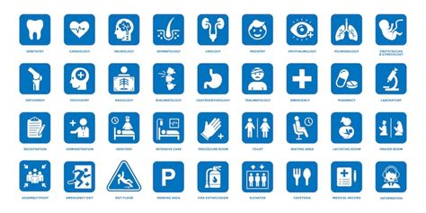Gestão Hospitalar Simbolo - Coleção de símbolos de orientação hospitalar | Vetor Premium