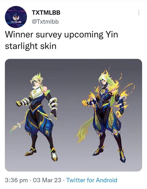 Winner Survey Upcoming Yin S Starlight Skin R Mobilelegendsgame