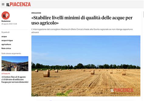 Stabilire Livelli Minimi Di Qualit Delle Acque Per Uso Agricolo