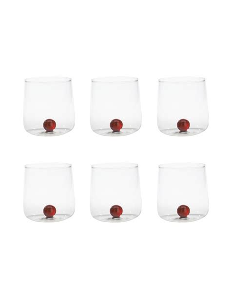 Zafferano Bilia Set Bicchieri Tumbler Vetro Borosilicato Ambra