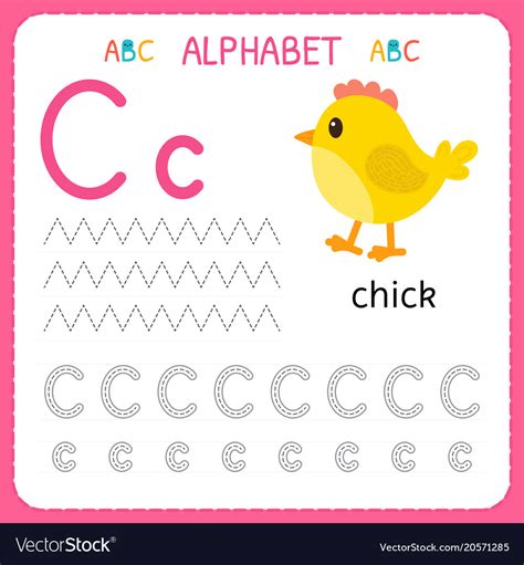 Alphabet tracing worksheet for preschool Vector Image