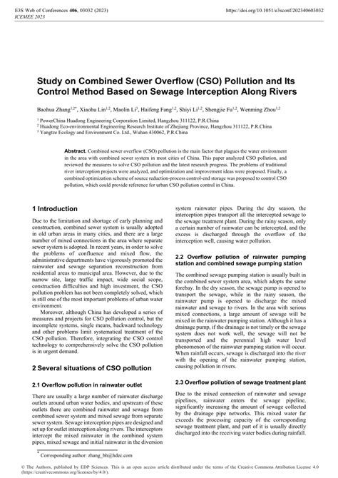 study  combined sewer overflow cso pollution   control