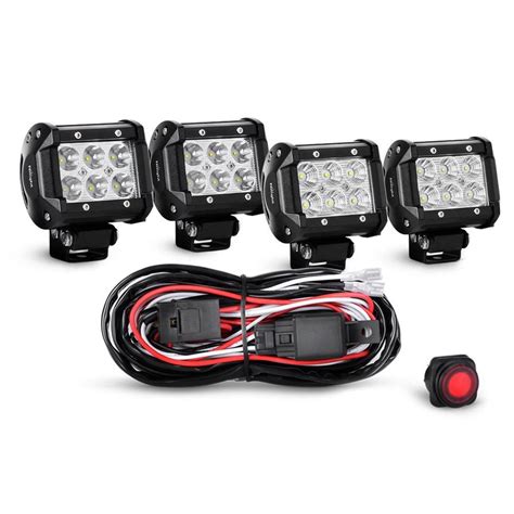 Nilight 2pcs 4 Inch 18w Spot Led Light Bars 2pcs 4 Inch 18w Flood Off