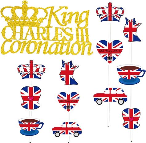 CODKU King Charles III Coronation Cake Decor Cake Toppers 13 Pcs Union