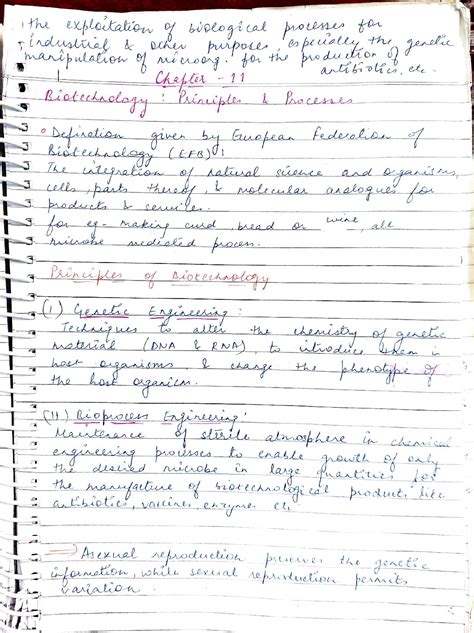 Chapter Biotechnology Principles And Processes Class Handwritten