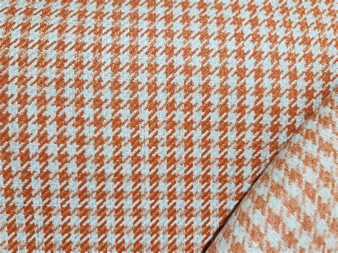 Pepita Porsche Houndstooth Classic Fabric Orange White Pepita