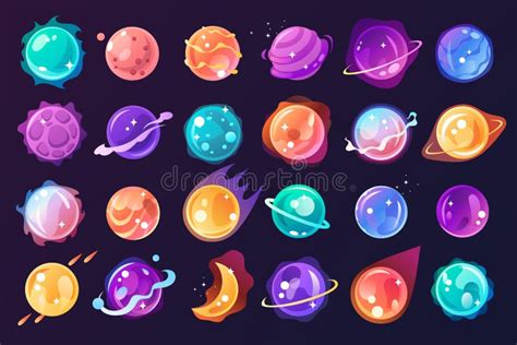 Vector Conjunto De Planetas De Dibujos Animados Conjunto Colorido De Objetos Aislados Fondo