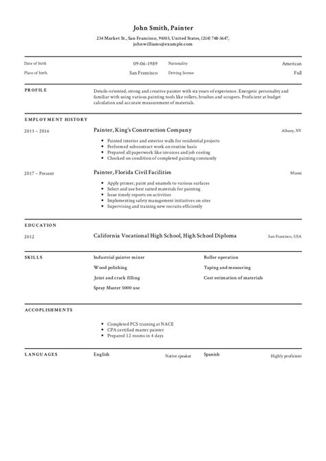 Painter Resume Sample | 2018 - ResumeWhale.com