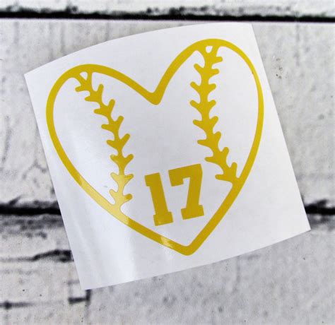 Heart Softball Decal Softball Decal Vinyl Decal Softball Sticker Sports ...