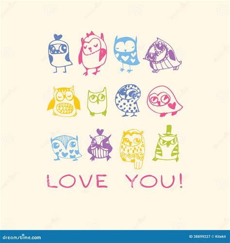 Owls Love Card Stock Vector Illustration Of Greeting 38899227