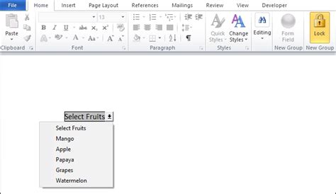 How To Create A Drop Down Menu In Word Document Javatpoint