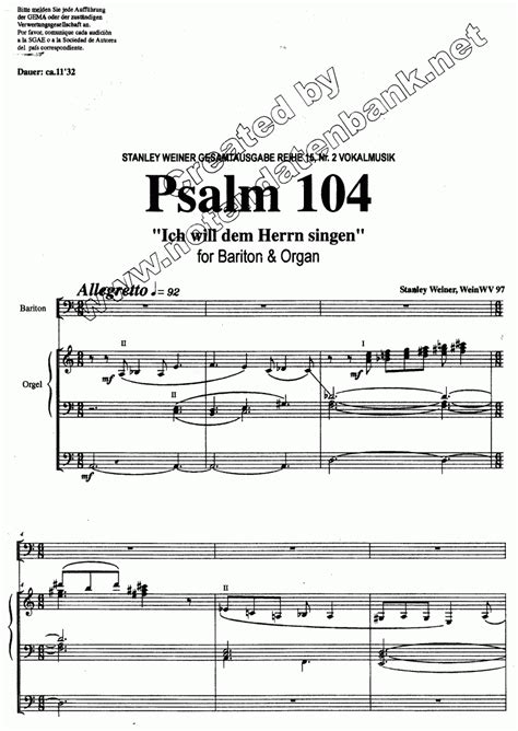 MusicaInfo Net Detail Psalm 104 Ich Will Dem Herrn Singen Mein Leben