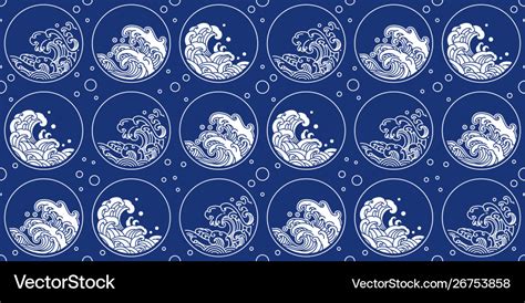 Chinese wave pattern oriental style round shape Vector Image