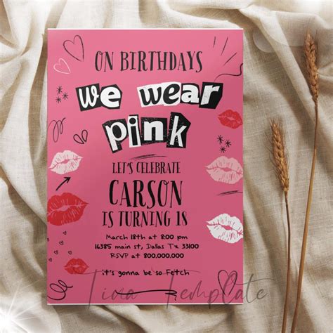 Editable Mean Girls Inspired Birthday Party Invitation Template Burn