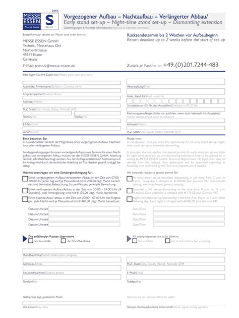 Fillable Online Service Ipm Essen Early Stand Setup Nighttime Stand