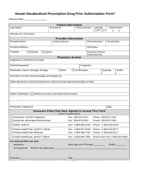 Prescription Drug Prior Authorization Request Form Fillable Printable Forms Free Online