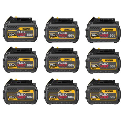 Dewalt Flexvolt 20 Volt60 Volt Max Lithium Ion Battery Pack 9 Pack Dcb606 9 The Home Depot