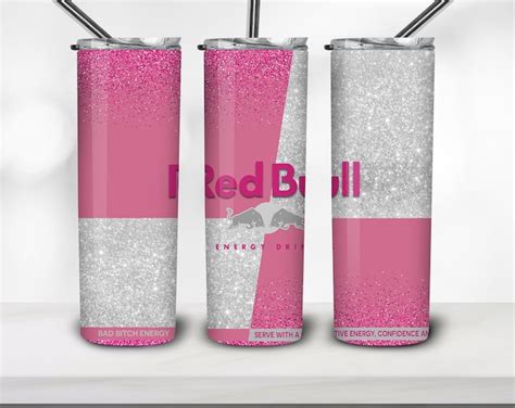 Pink Red Bull Glitter 20oz Digital Download File Png Straight Sublimation Skinny Tumbler Etsy