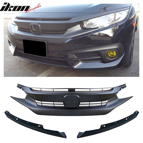 Compatible With 16 18 Honda Civic 10th Gen OE Style Front Upper Grille