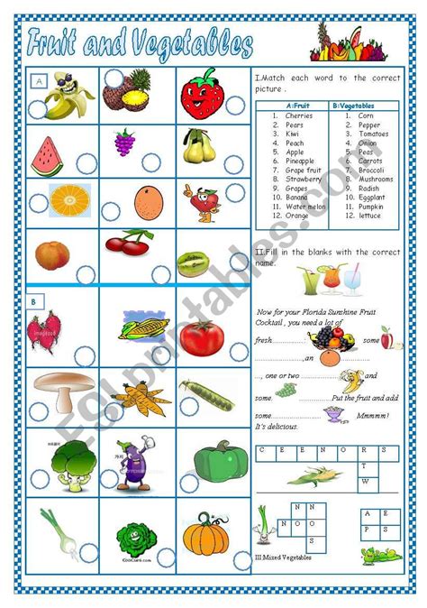 Fruit And Vegetables 1 ESL Worksheet By Falafel