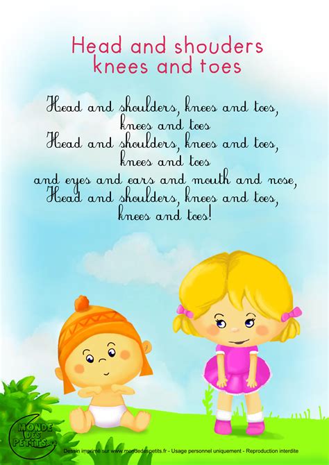 Heads Shoulders Knees And Toes Song Lyrics Printable Nbkomputer