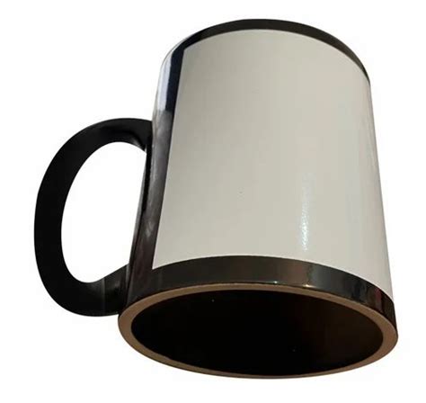 White Round Black Patch Sublimation Mug Capacity 350 Ml Size 4 Inch