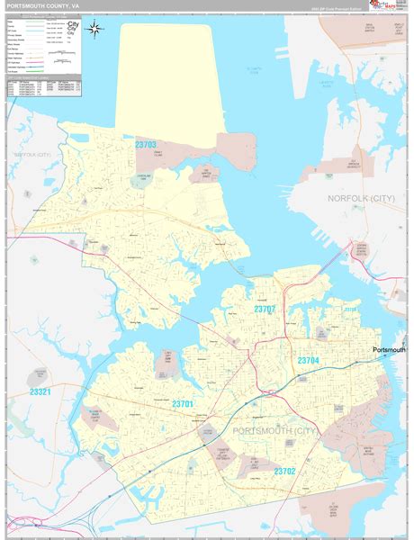 Portsmouth County, VA Zip Code Map - Premium