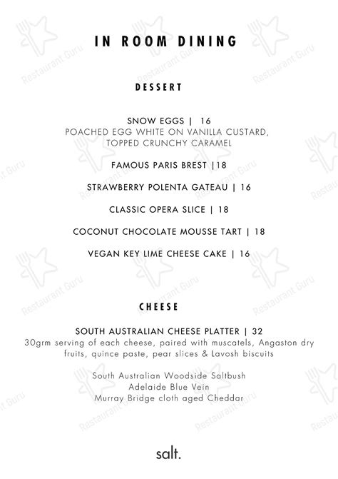 Menu At Salt Restaurant Adelaide