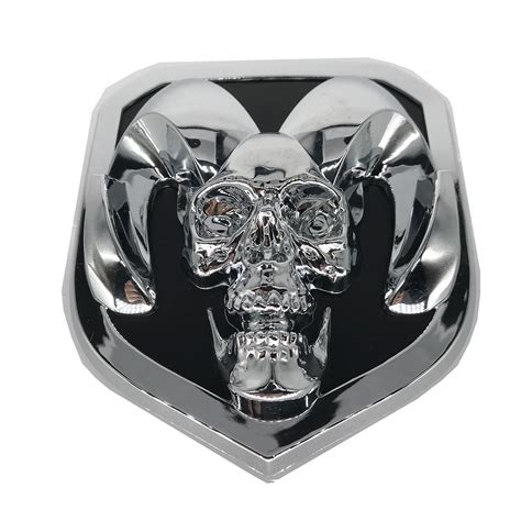 Silver Skull Head Emblem Medallion Skull For Dodge Ram