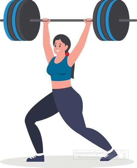 Weightlifting Clipart Female Weightlifter Holds Heavy Weights Overhead